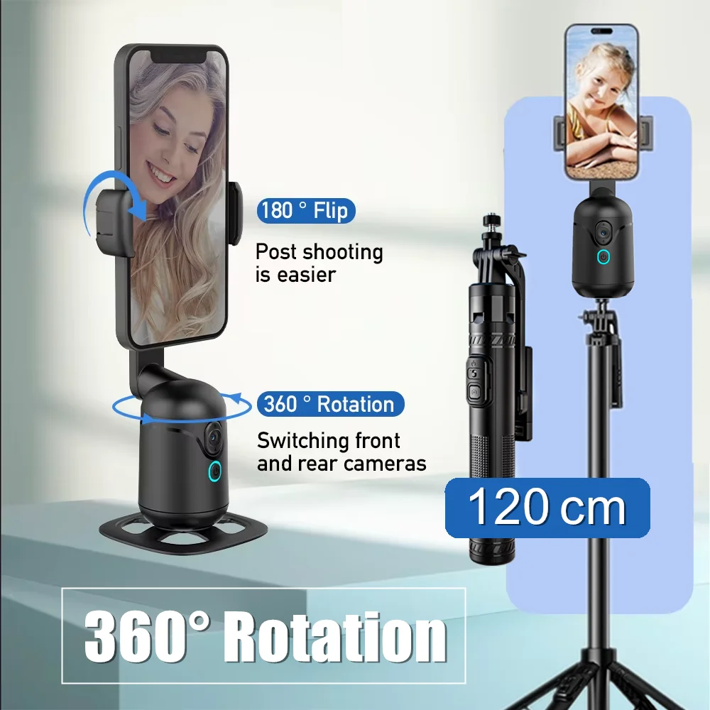 Intelligent Ai Smart Selfie Stick Automatic Face Tracking Shooting Tripod 360 Degree Rotation Follow Live Phone Holder Gimbals