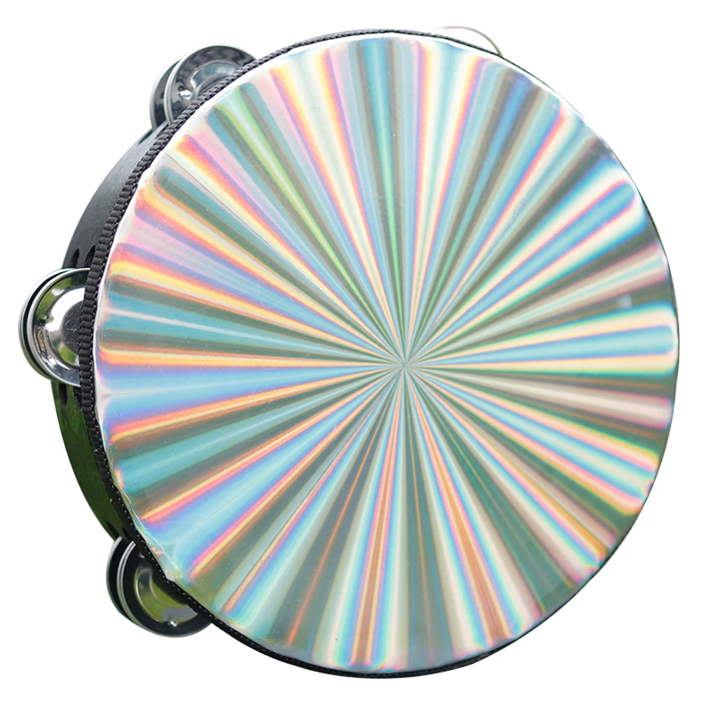 

H Tambourine Drum ABS Plastic Wood Double Row Bells Stainless Steel Jingles Colorful Drum Head Safe Musical Educational Toy