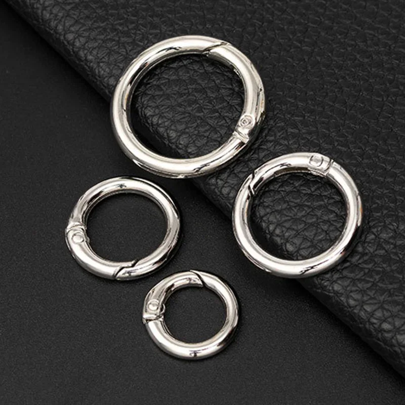 10pcs Metal Spring Gate O Ring Clasps Openable Keyring Pendant Dog Chain Snap Clasp Clip Hook for Bag Handbag Belt Strap Buckle