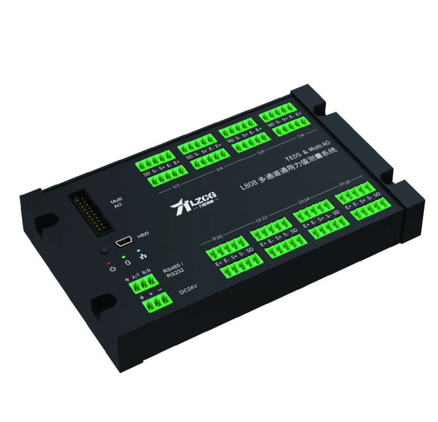 L808 4-16 channels loadcell force sensor amplifier RS232 RS485 communication protocol analog output multi calibrations