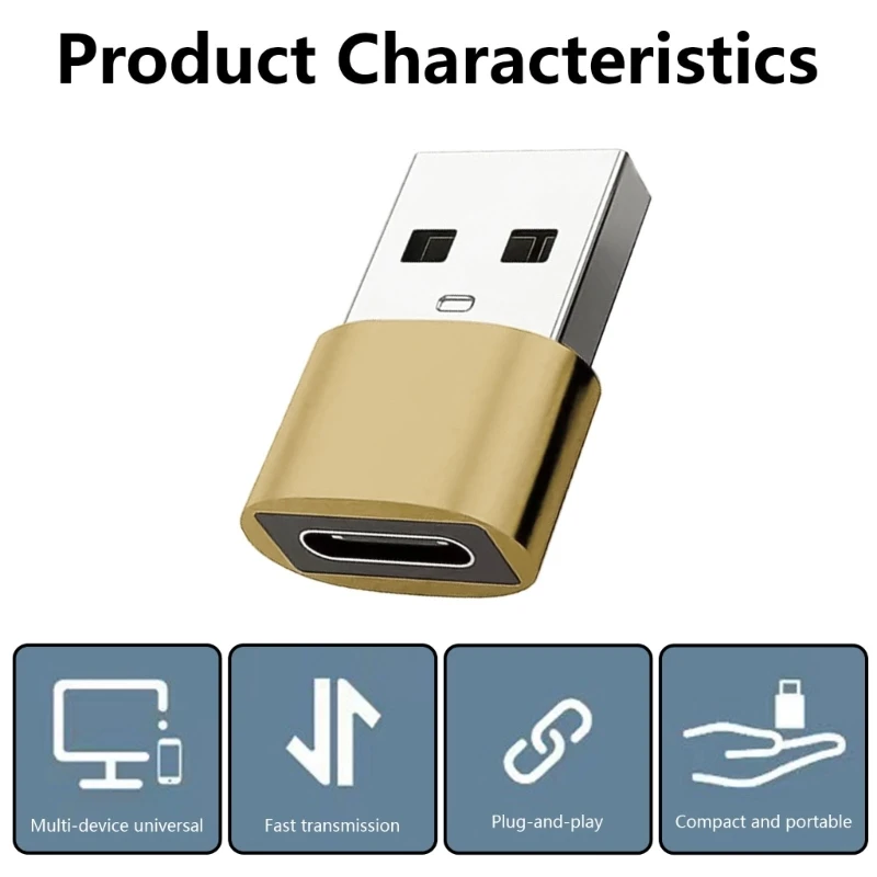 Adaptadores USB C fêmea para USB macho Tipo C para adaptadores carregador USB 2.0 para telefone