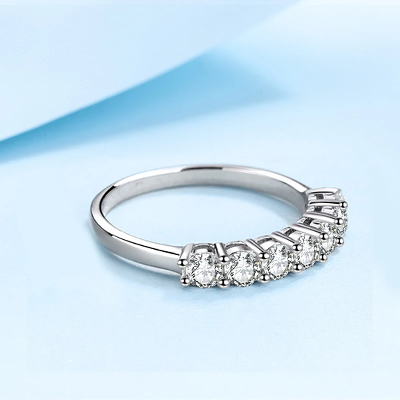 TEZZC Full 3mm Moissnaite Ring For Women S925 Sterling Silver Wedding Sparkling Certificated Lab Diamond Finger Rings Jewelry