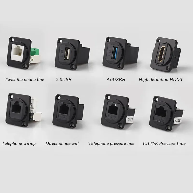 D-type RJ45 CAT6A Network Module Socket Industrial Grade HDMI CAT7 CAT5E Shielded Crimping Modules USB2.0/3.0 Panel Connector
