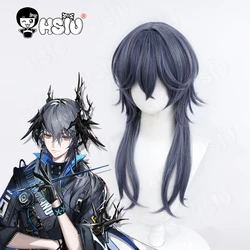 Logos Cosplay Wig Fiber synthetic wig「HSIU 」Gray Blue Blend Long Wig+Wig cap Game Arknights Logos cosplay Wig