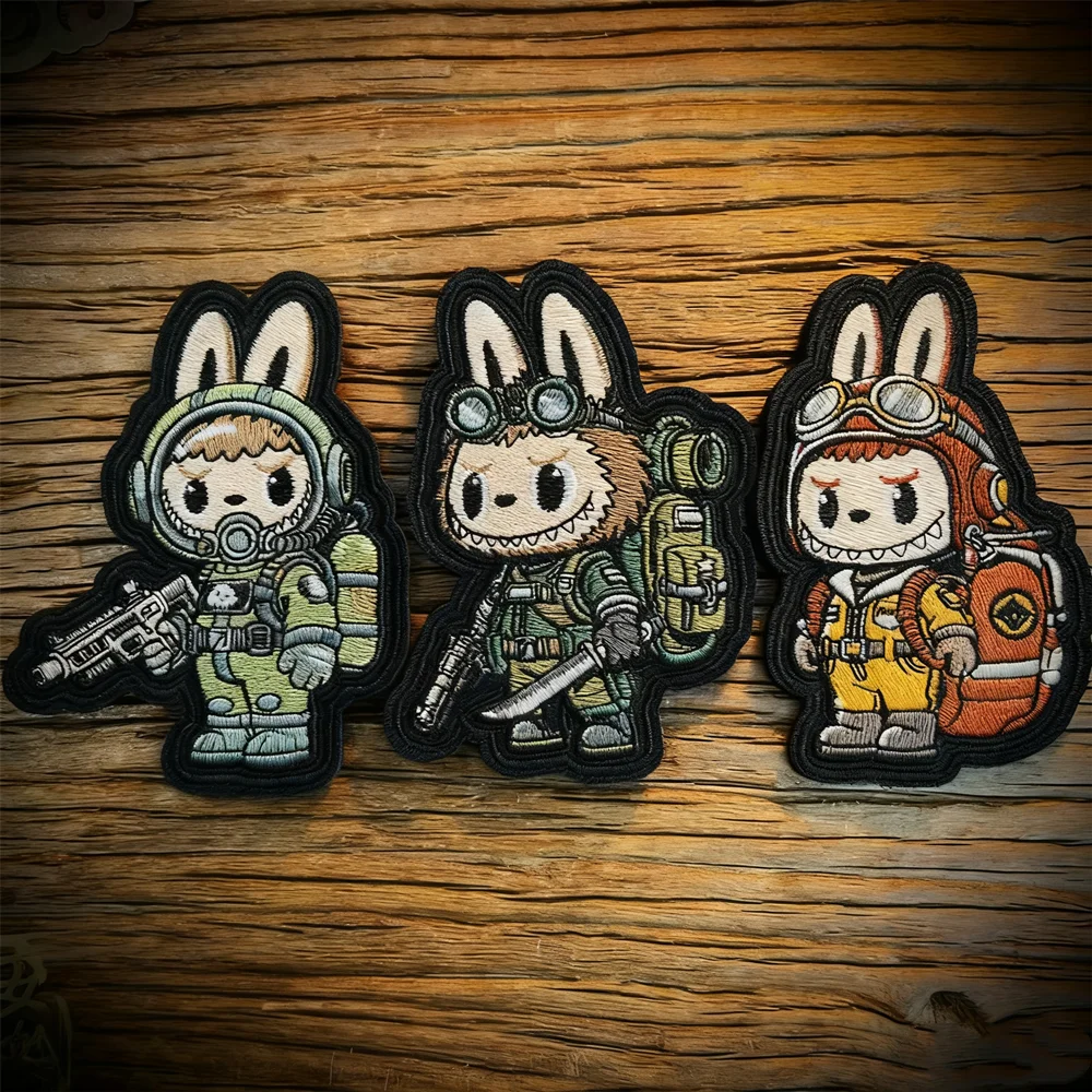 Tactical Squad Embroidery Patch Air Force Navy Army Firefighter Cartoon Armband for Clothing Backpack Vest Decoration