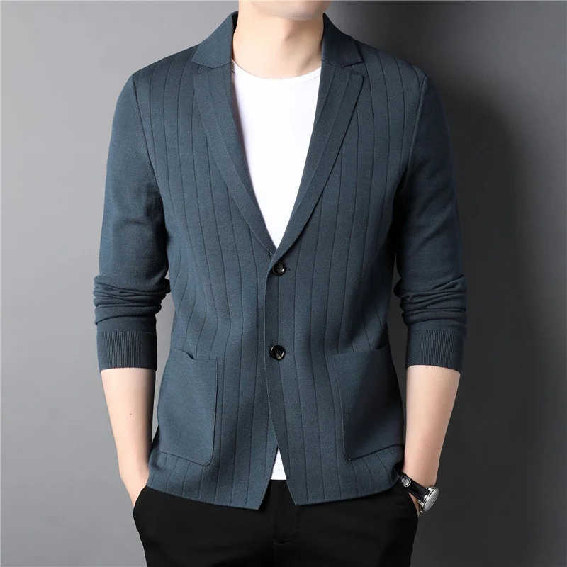 Vestes cardigan trempées à simple boutonnage pour hommes, pulls classiques décontractés à col rabattu, printemps et automne, nouveau, 2022