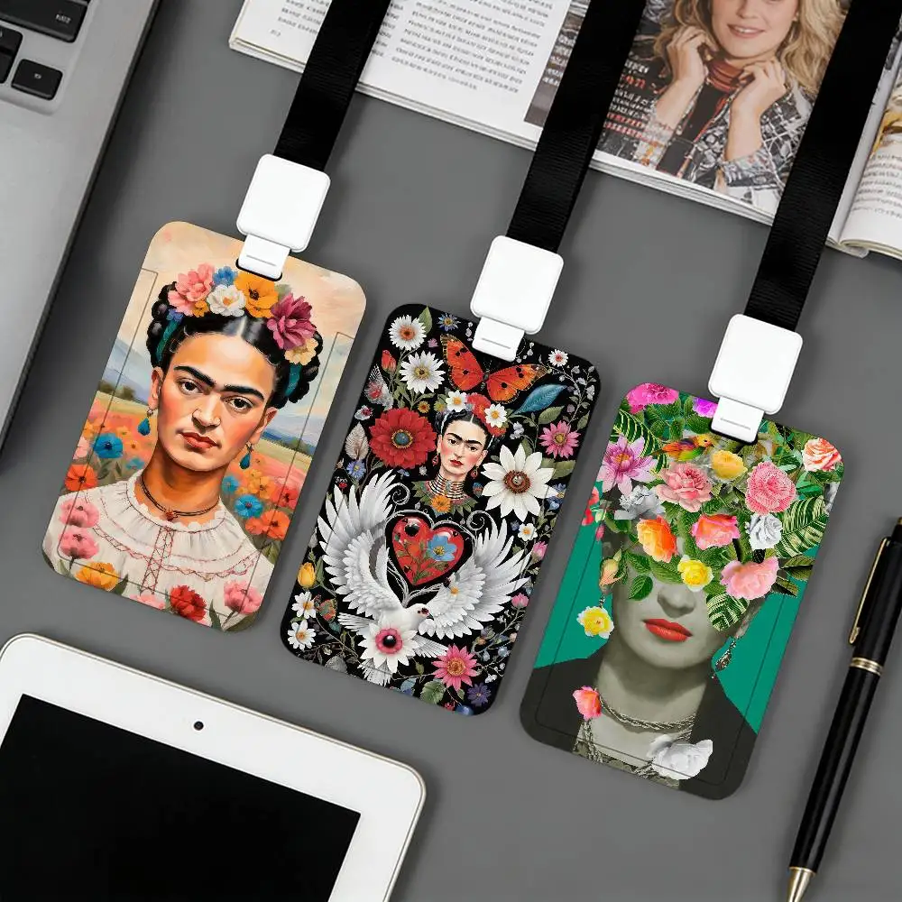 Porte-cartes Cartoon F-Frida ART K-kahlo, applicable aux cartes d'identité, aux cartes bancaires, aux cartes de transport en commun et aux cartes de travail