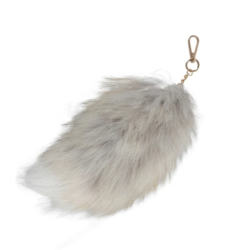 Luxurious Fuzzy Raccoon Tail Keychain Bag Pendant Keyring for Cosplay and Fairs with Soft Faux Furry Plush