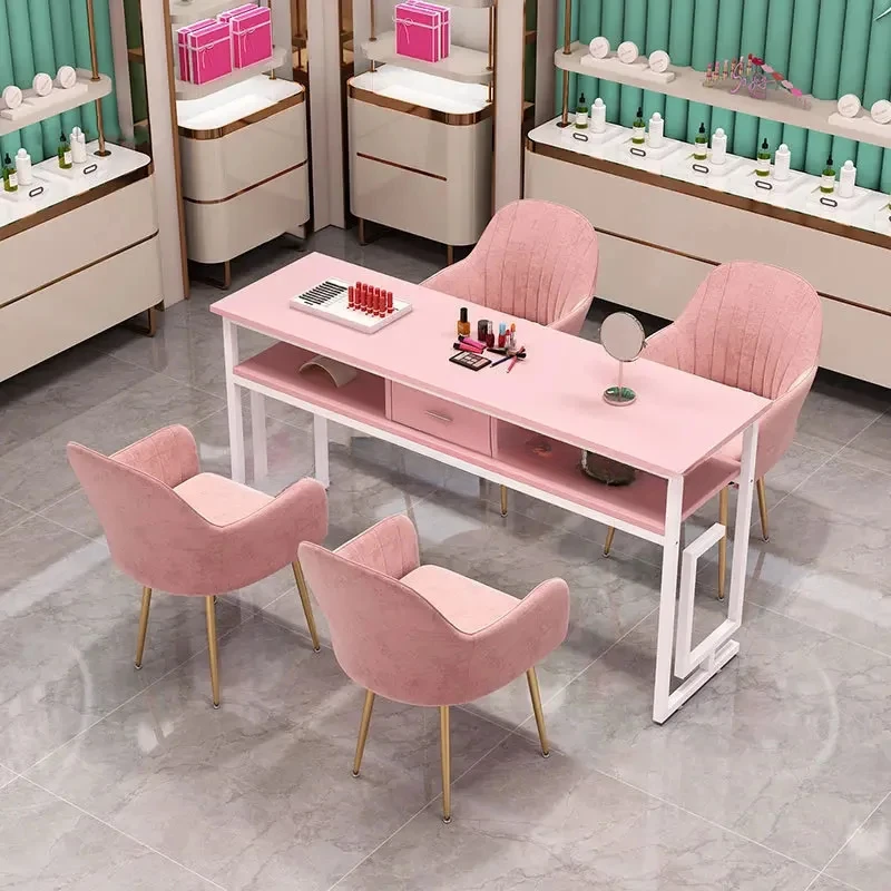 &Modern Minimalist Nail Tables Salon Furniture Single Double Manicure Tables Chair Set Luxury Professional Manicure Table