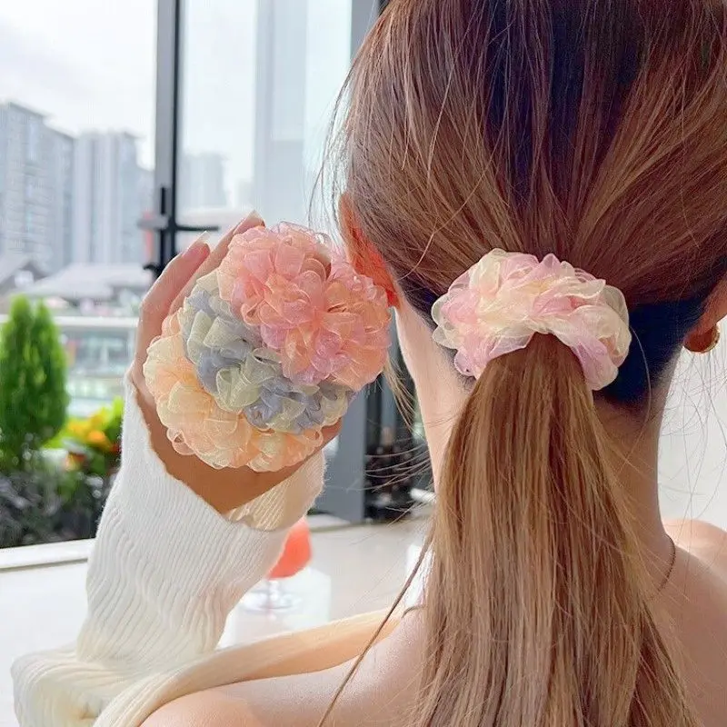 

Spring and Summer Colorful High Elastic Mesh Hair Rope Economical and Practical Резинка Для Волос Hair Accessories for Girls