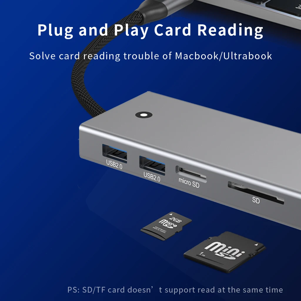 XT-XINTE USB HUB M.2 untuk NVME & NGFF Dual Protocol SSD, stasiun Dok tipe-c USB-C/kompatibel dengan 4K60HZ PD/100W