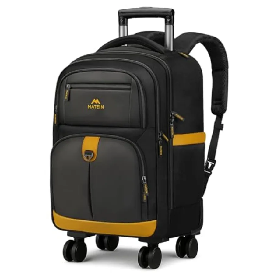 

MATEIN Rolling Backpack with 4 Spinner Wheels, 17 Inch Backpack on Wheels with Shoulder Straps, Water Resistant Rolling Compute