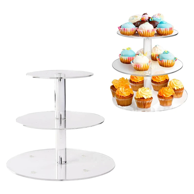 1Set cremagliera per torta in acrilico espositore per Cupcake staccabile espositore per decorazioni per feste di compleanno di nozze utensili da