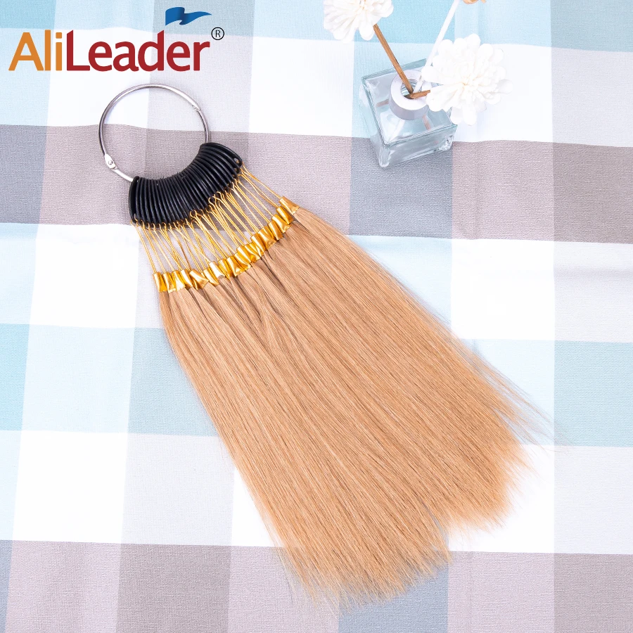 Hair Dye Test Sample 30pcs/Set 100%Human Hair Color Rings Hair Extension Swatch For Hairdressing Salon Hair Dyeing Curly Sample