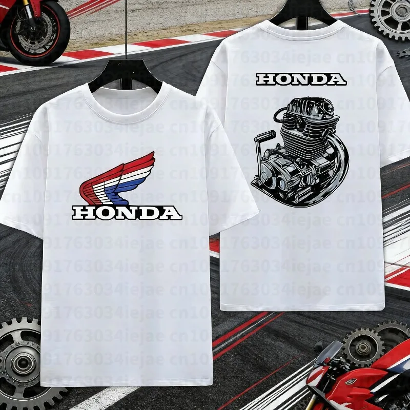 

Honda 2026, новинка, жаркое лето, мужская и женская футболка Honda, хлопковая футболка без двойного золота с крыльями, периферийные устройства для гонок на мотоциклах, лето