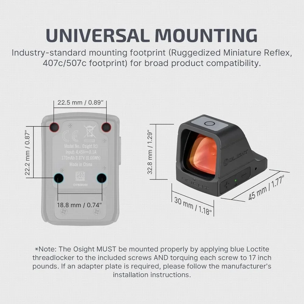 عرض ساخن لعام 2025.Osight 3 MOA قابل لإعادة الشحن نقطة مفتوحة عاكسة مع غطاء شحن، مشاهد تكتيكية خالية من الموازين، خيار نقطة خضراء/حمراء