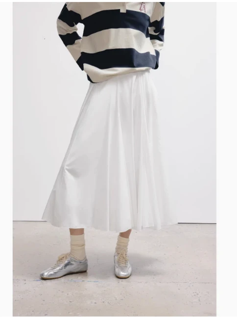 Primavera 2025 novo doce cintura alta simples ele saia longa f-comprimento feminino faion coreano sle fibra de poliéster saia linha a