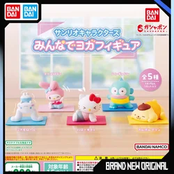 BANDAI Sanrio Action Figures Model Yoga Series Hello Kitty Melody Cinnamon Pompompurin Capsule Toys Desktop Ornament Genuine