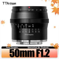 TTArtisan APS-C 50mm F1.2 Large Aperture Portrait Lens for Sony A6000 A6500 A7 A9 A7RIII Fuji X-T4 Canon  M5 Nikon Z5