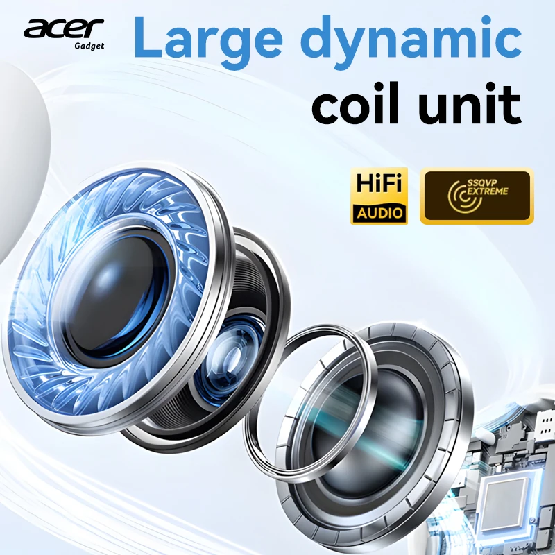Acer Wireless Bluetooth Earphones with In-Ear Design, 5.4 Chip for Stable Connection, Lossless Sound Quality, Noise Reduction for Calls, Anti-Interference, 24-Hour Ultra-Long Standby Time