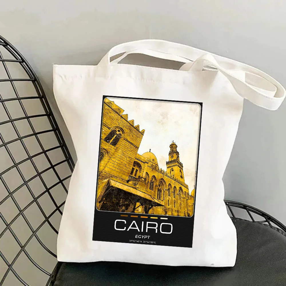 Amsterdam Barcelona Lissabon Vrouwen Canvas Schoudertassen Harajuku Handtassen Totes Eco Shopper Herbruikbare Katoenen Opvouwbare Boodschappentassen