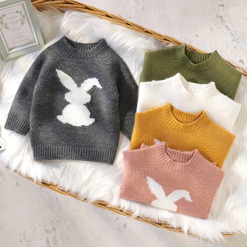 Infant Kids Baby Girls Boys Long Sleeve Cute Rabbit Pullover Sweaters Autumn Baby Girl Boy Children\'s Clothes Knit Sweaters