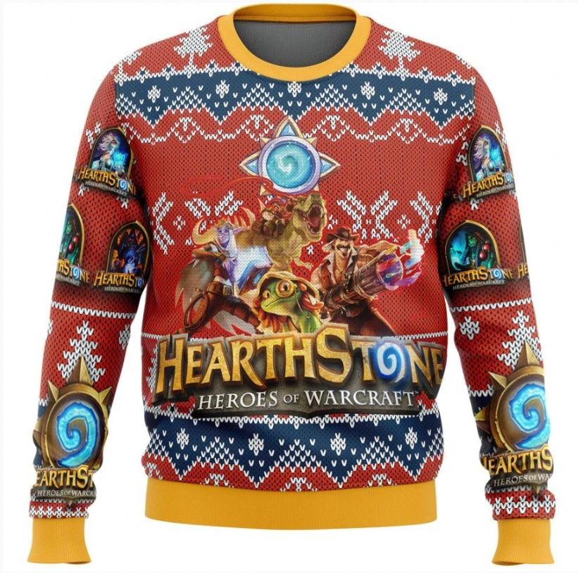 سترة بغطاء للرأس بأكمام طويلة مطبوعة ثلاثية الأبعاد من Hearth Stone Alt Ugly Christmas للرجال والنساء، سترة رياضية كاجوال للاستخدام الخارجي #3