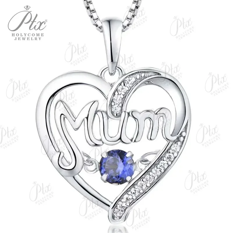 

Birth Stones Multi-color Elegant Love Heart Mom Pendant for Mother's Day classical charms Silver Necklace Pendant Jewelry Gift