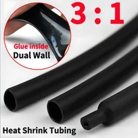 Tubo termorretráctil de 10/50/100/200M 3:1 con pegamento, tubo termorretráctil termorretráctil de doble pared, 2,4 MM-25,4 MM