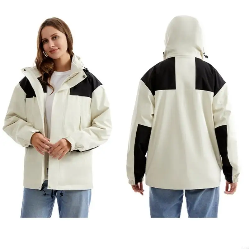 

2 in 1 Women's Mountain Water Resistant Ski Snow Jackets Winter Windproof Rain Jackets Fashionable Outdoor Jackets 6XDA