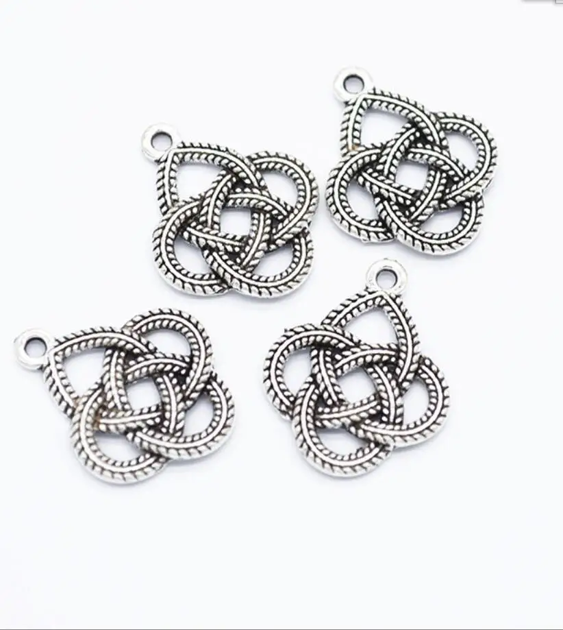 20pcs Charms Chinese Knot Connector 21*16mm Tibetan Silver Color Pendants Antique Jewelry Making DIY Handmade Craft F0860