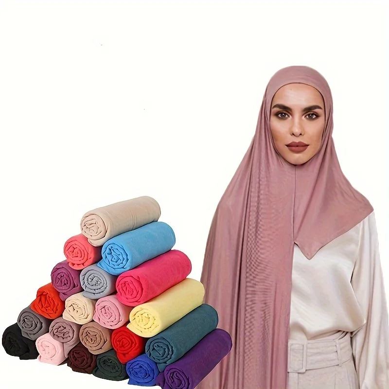 Light Plate Mercerized Cotton with Hood Solid Color Scarf Shawl High Quality Elastic Breathable Scarf Shawl