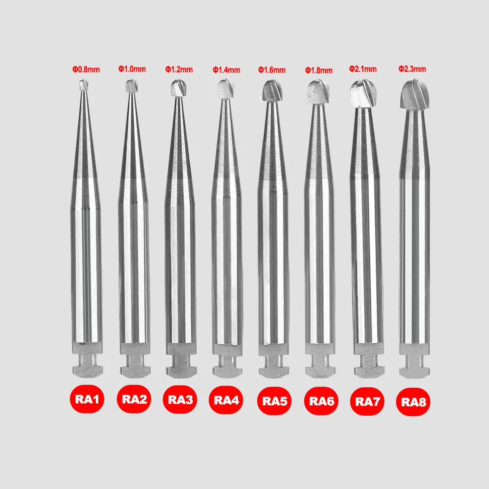 

1Pcs Dental Tungsten Carbide Burs Low Speed Round Ra Drills Tungsten Steel Latch Type Shank Contra-Angle for Dental Right Angle