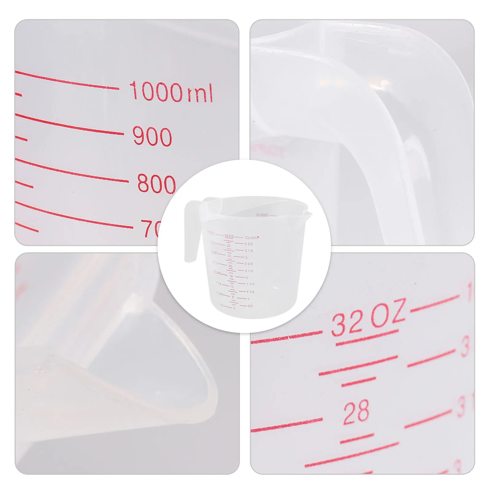

1000Ml Plastic Measuring Cup Lightweight Graduated Liquid Container Reusable Tool For Sugar Sauce Flour