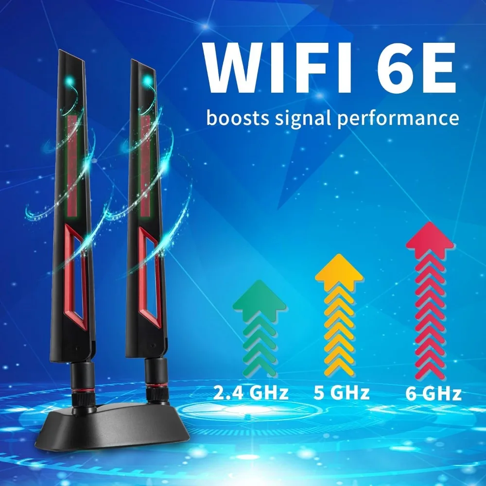 เสาอากาศ WiFi alas magnetik แรง2.4กิกะเฮิร์ตซ์5กิกะเฮิร์ตซ์สำหรับเราเตอร์คอมพิวเตอร์ตั้งโต๊ะพีซี6E การ์ด WIFI เมนบอร์ดเกม