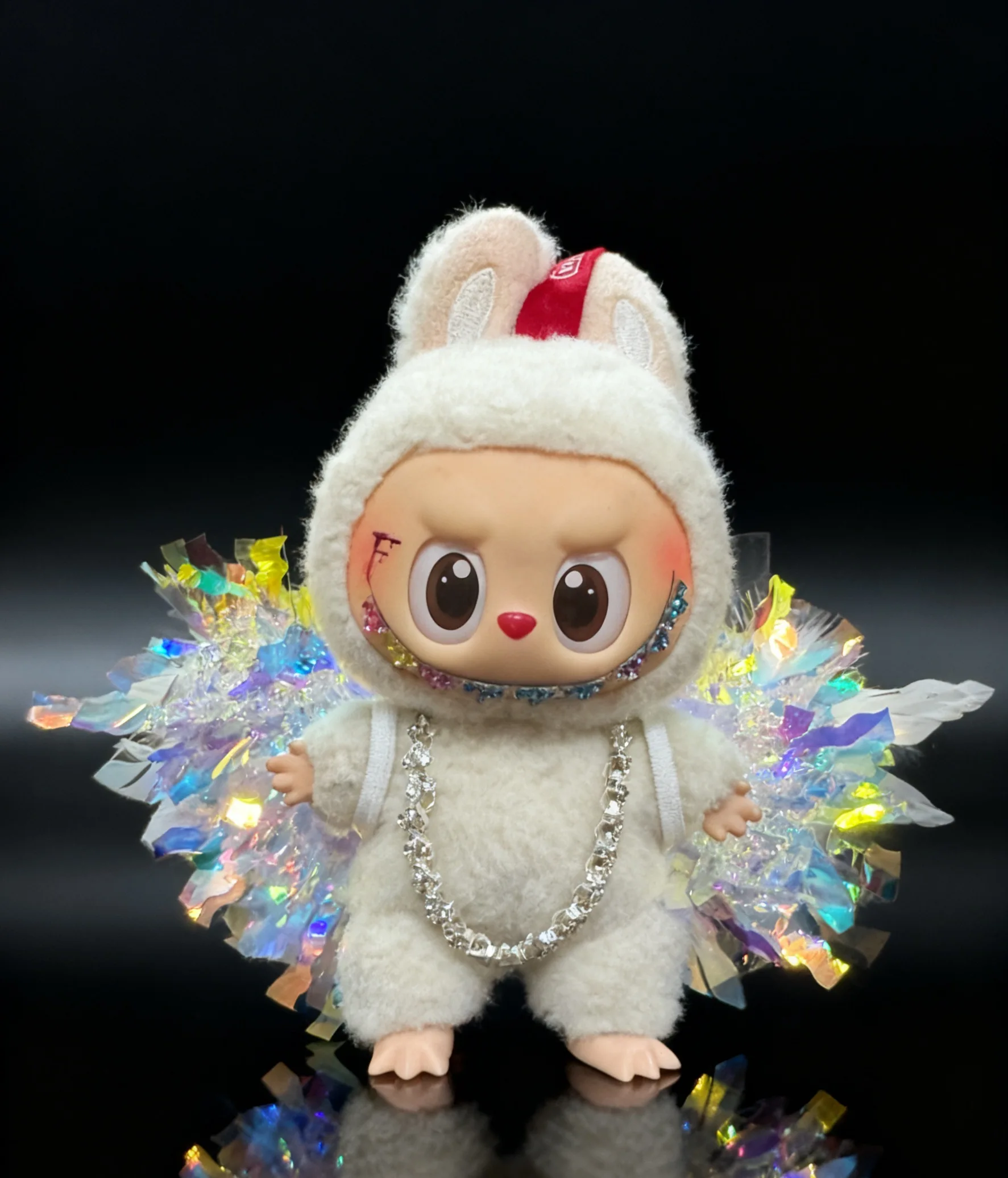 "Asas de anjo brilhantes + 10 colares de diamante definidos para acessórios de boneca de pano, decorações brilhantes legais para joias de moda de boneca