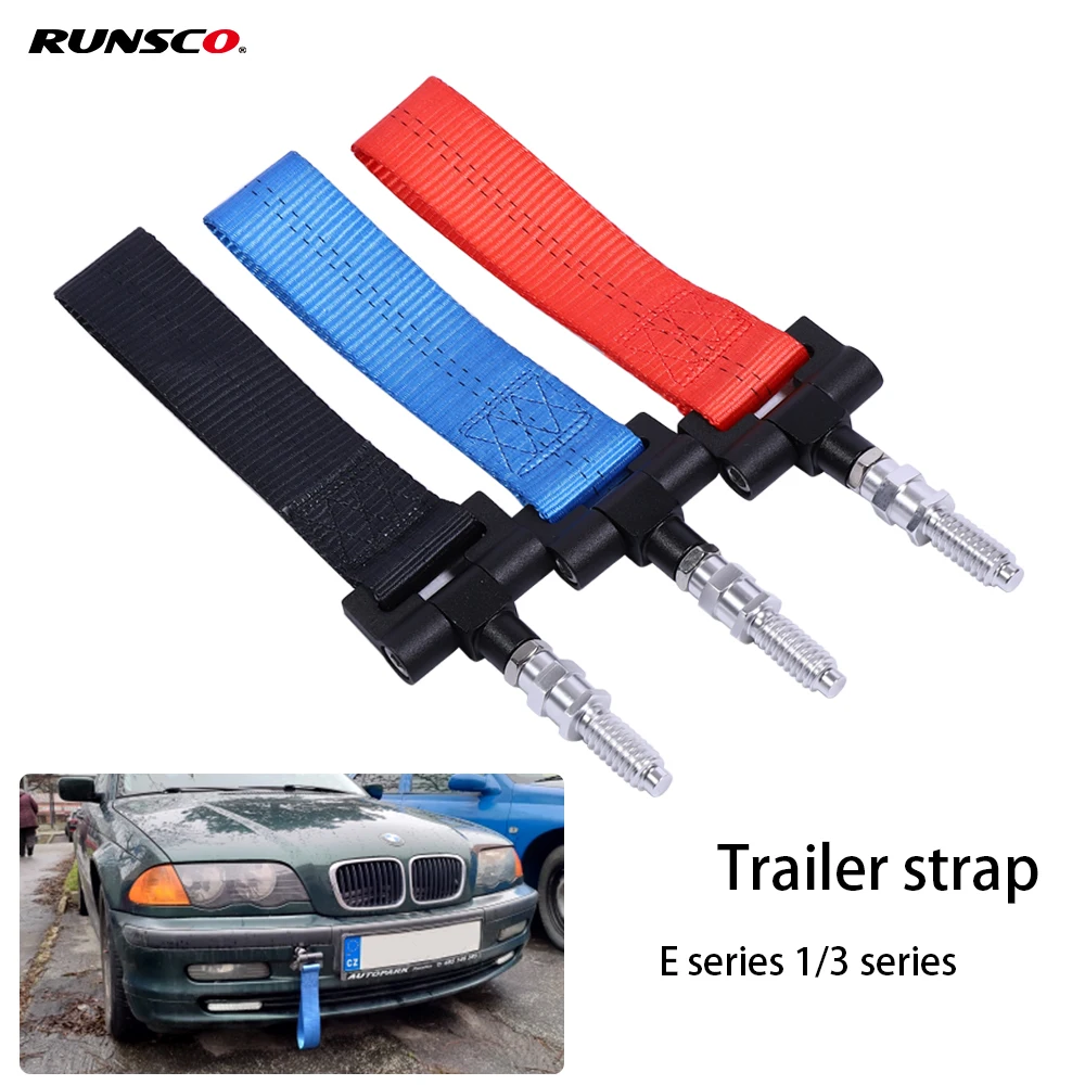 Racing Tow Strap Trailer Hook Car Towing Hook Belt Rope For BMW E36 E90 E91 European Car Drift Tuning Accessories