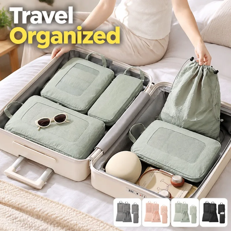 Travel Packing Cubes Set of 5 Waterproof Large Capacity Clothes Organizer Luggage Storage Bags for Suitcase Backpack Travel