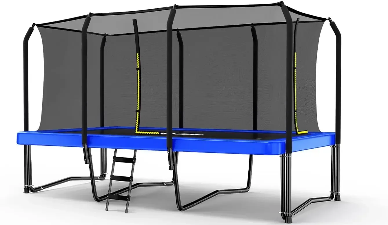 1500LBS Weight Capacity Rectangle Trampoline 8X14FT  Outdoor Square Gymnastics Trampolines Long Rectangular Tumbling