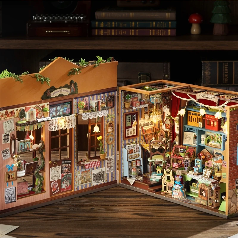 DIYコテージおとぎ話王国レアハウスクリエイティブ木製オーナメントショップモデルおもちゃ女の子男性ギフトカラーボックススプライシングオーナメント新