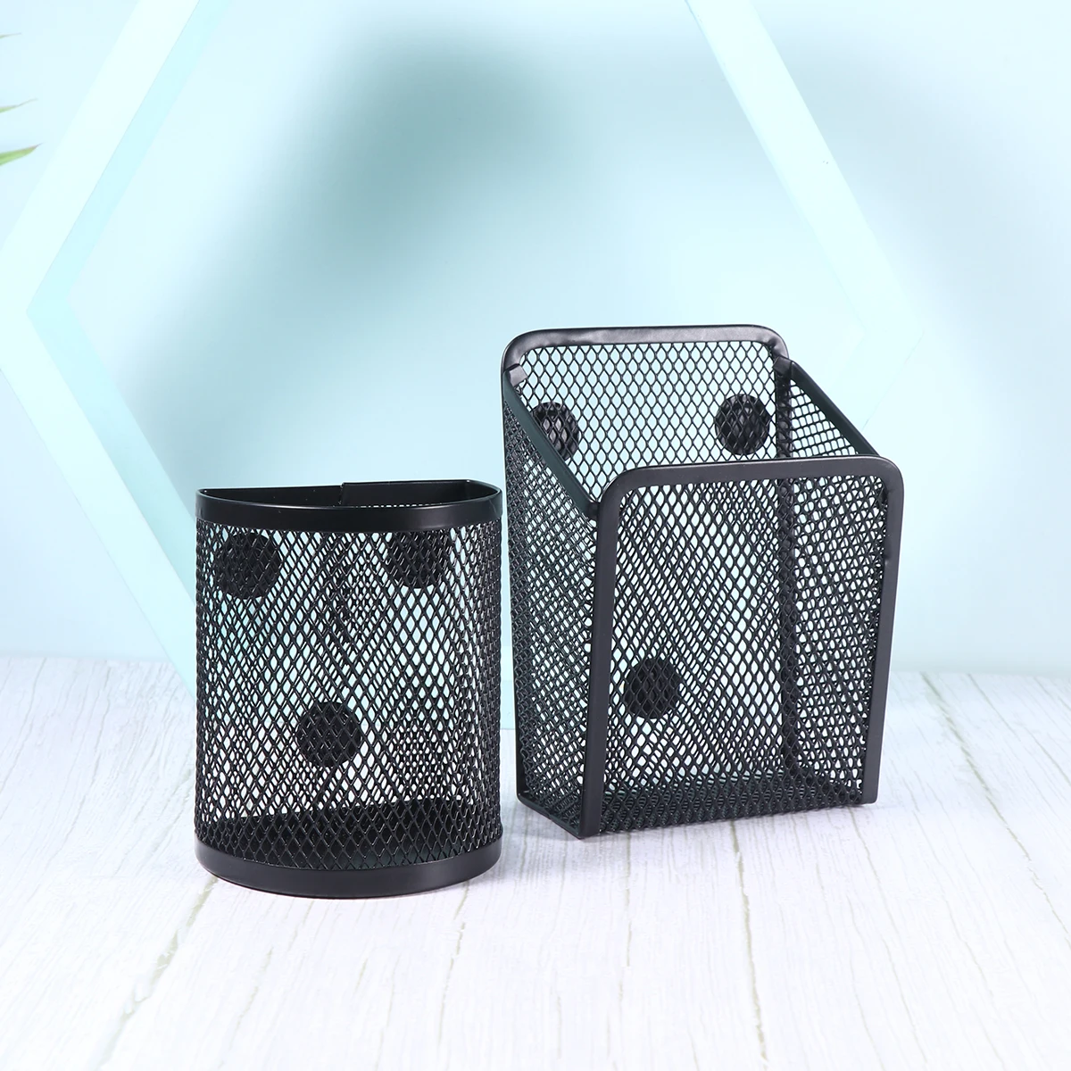 

2Pcs Magnetic Pen Holder Black Desktop ganizer Metal Pen Container Iron Storage Solution For Office School Supplies