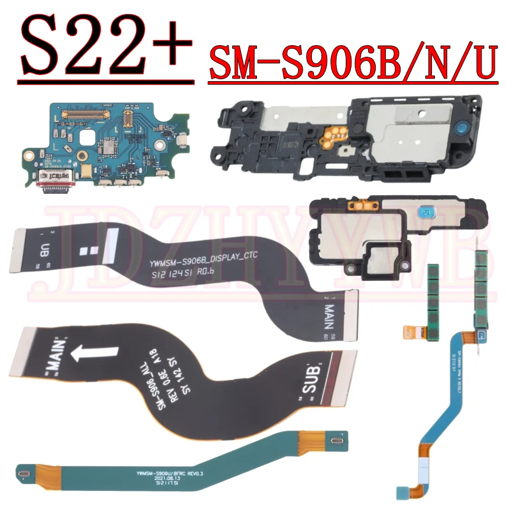 

Зарядный порт, антенная плата, модуль MMW для Samsung S22 + 5G S906, динамик, звонок, зуммер, ЖК-сигнал, материнская плата, гибкий кабель