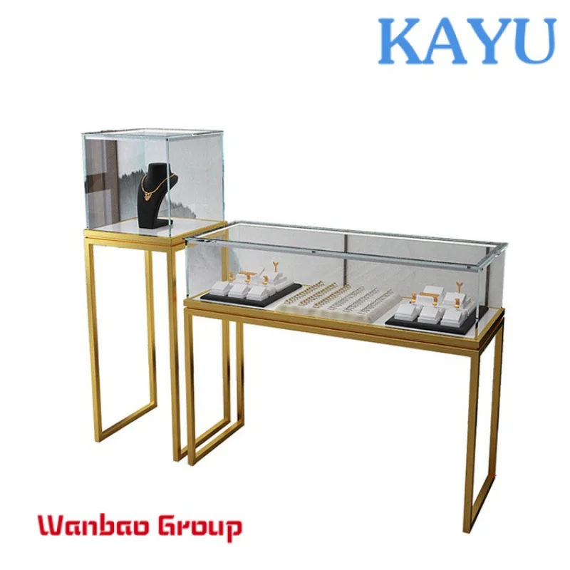 

Custom Customized Glass Shop Jewellery Showcase Fully Assembled Versatile Showroom Display Case Streamline Jewelry Standard Cab