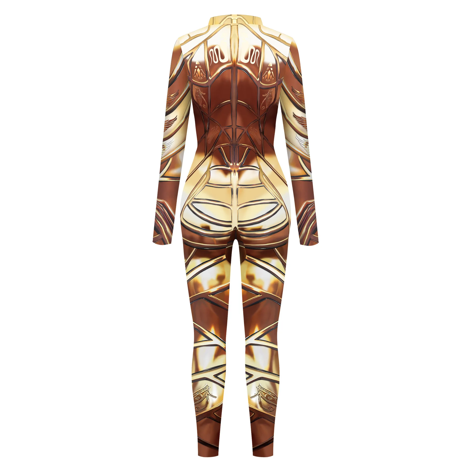 Vintage Oude Egyptische Farao Goud Zwart Cosplay Jumpsuit Kostuum Zentai Bodysuits Dames Halloween Carnaval Feestpak