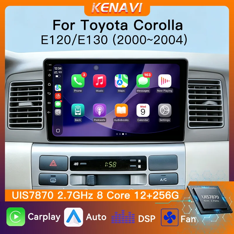 UIS7870 Car Stereo Radio Wireless Carplay Android Auto For Toyota Corolla E120/E130 2000‑2004 FM Multimedia Player GPS Head Unit