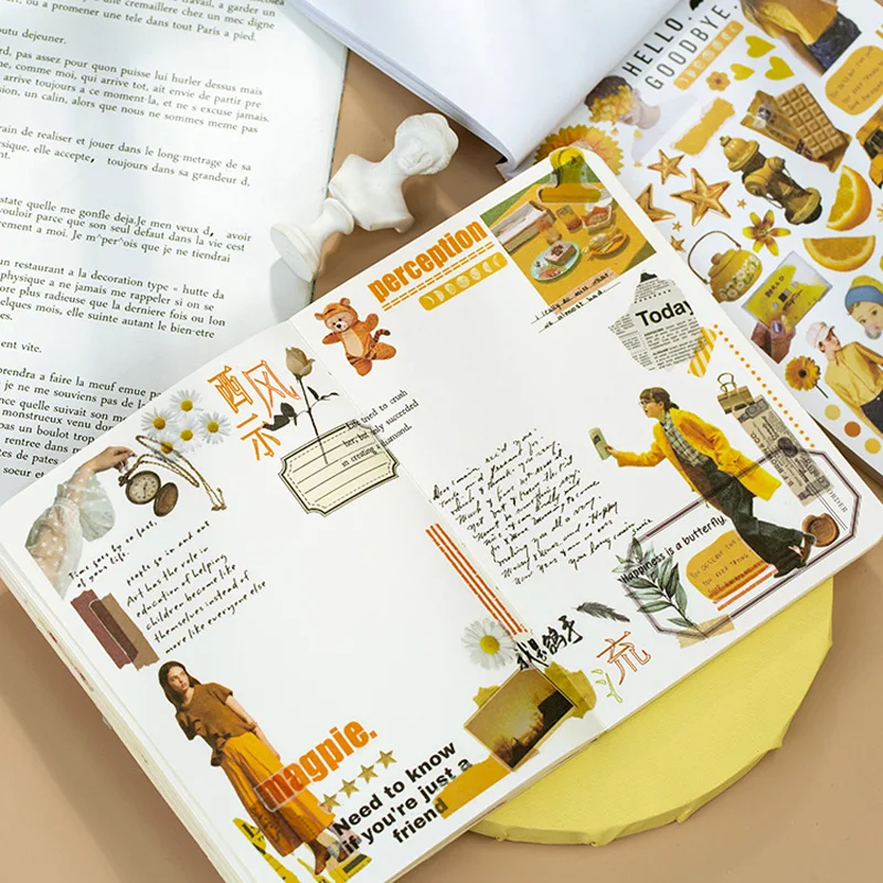 50sheets Magazine Sticker Book Washi Paper Journal DIY Material Decoration Stickers Memo Pad Scrapbooking Ins Stationery