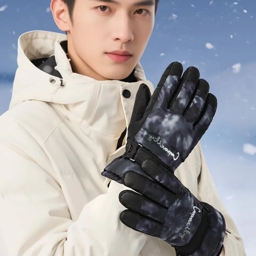 التعادل صبغ الشتاء التزلج قفازات لمس المضادة للانزلاق أفخم قفازات ركوب الخيل الدافئة صوف مبطن يندبروف الدراجات القفاز للنساء