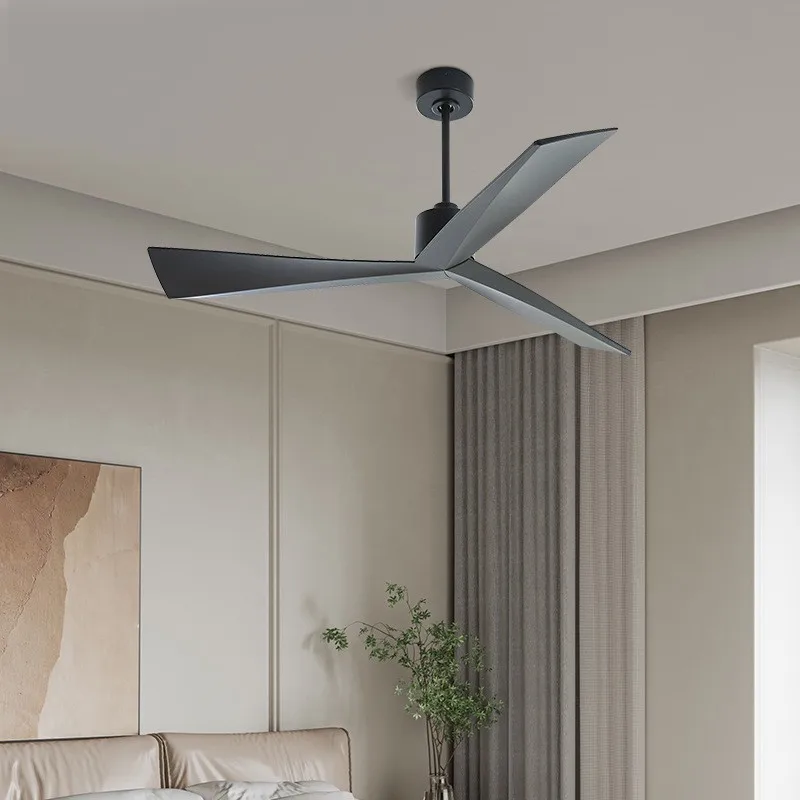 Nordic living room ceiling fan, no lamp living room fansolid wood fan bladethree-blade inverter  silent large electric fan