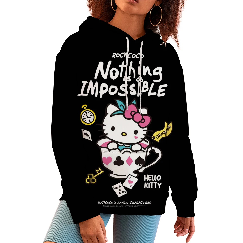 Hello Kitty Pullover fashion Sweatshirt For Women Adults Girls Women Top Clothes Long Sleeve Hoodie Christmas Gift Hot New 24/25