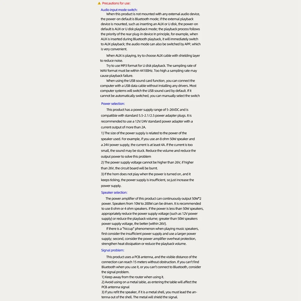 

B34B-XY-C50L Bluetooth 5.0 AUX Digital Power Amplifier Board 2X 50W Speaker Stereo Audio AMP Module Home Music